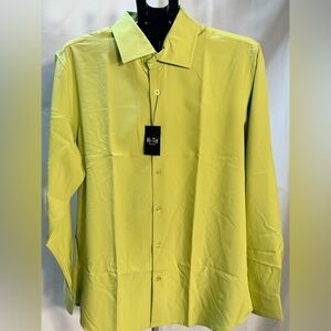 Men's Lime Dress Button Up Shirt- size L